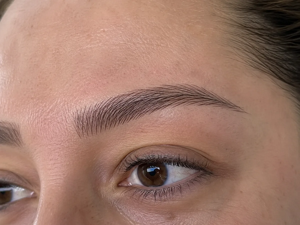 Laminated, tinted brows